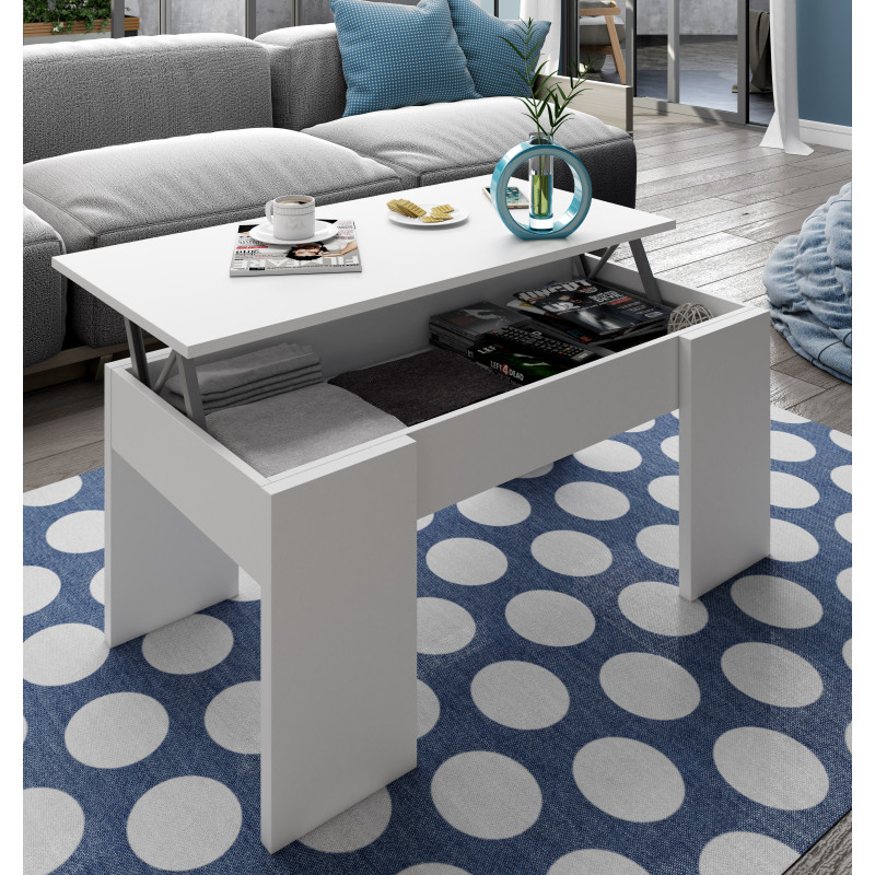 Mesa centro elevable barata CABOPINO Blanco Artik 100 cm