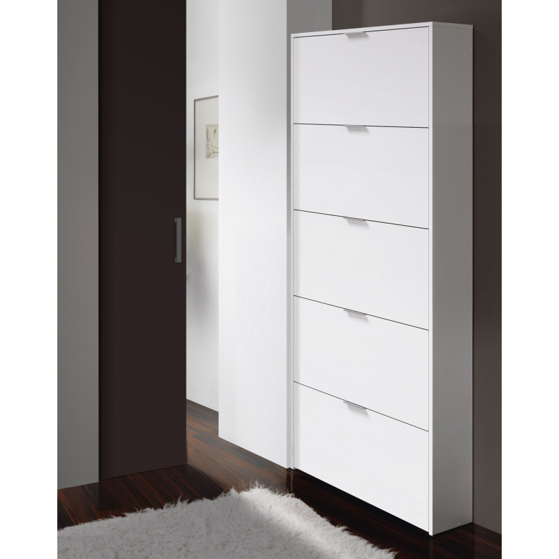 Zapatero 5 puertas (15 pares) barato MARBEL Blanco Brillo 70 cm