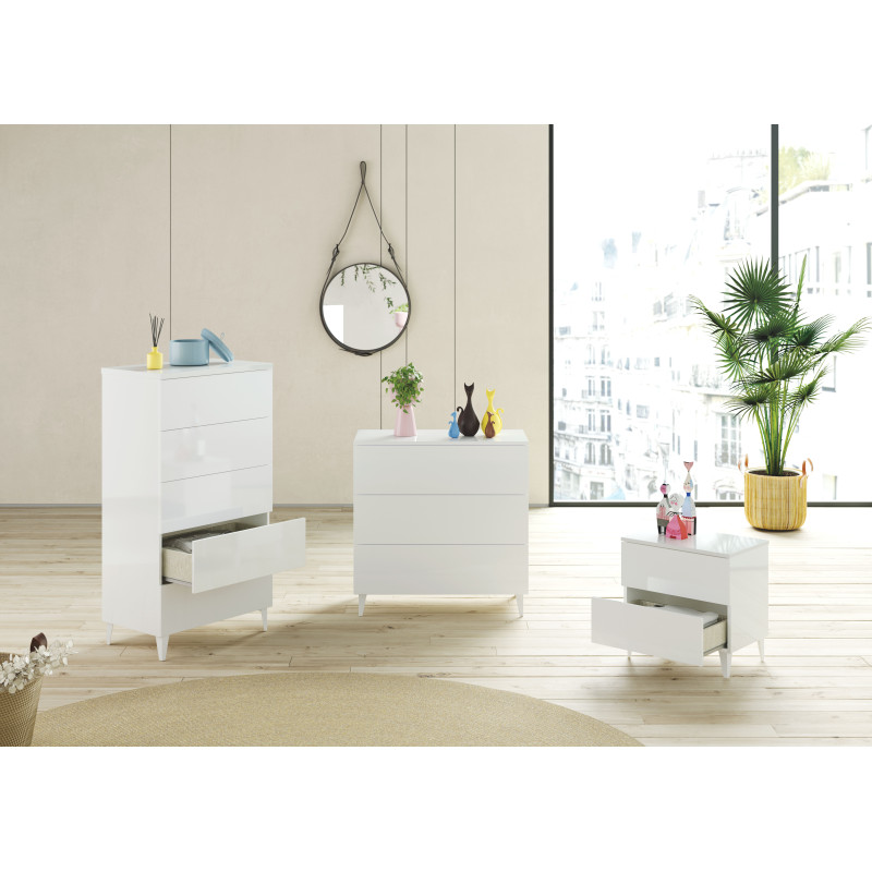 Cómoda 3c + patas barato ESTEPONA Blanco Brillo 80 cm