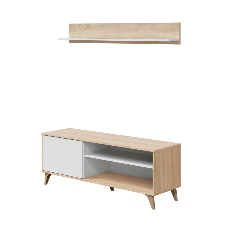 Mueble TV + estante barato Relax Blanco Artik 135 cm