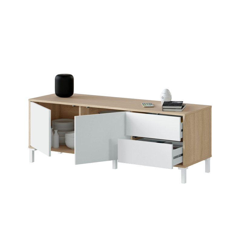 Mueble TV 2p+2c barato ALBAICIN PLUS Blanco Artik 130 cm