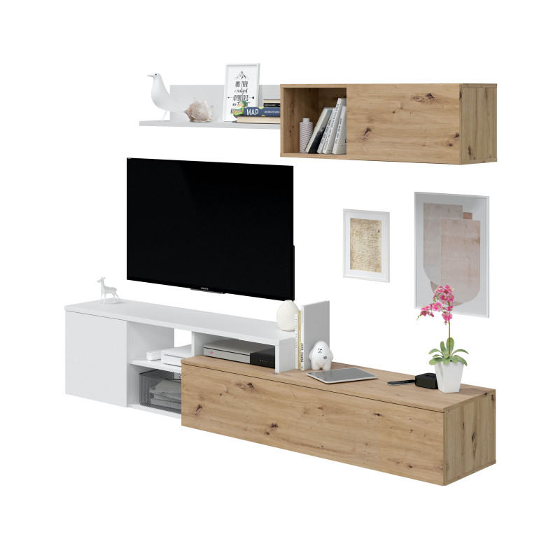 Salón TV barato PUERTO PLUS Blanco Artik 221 cm