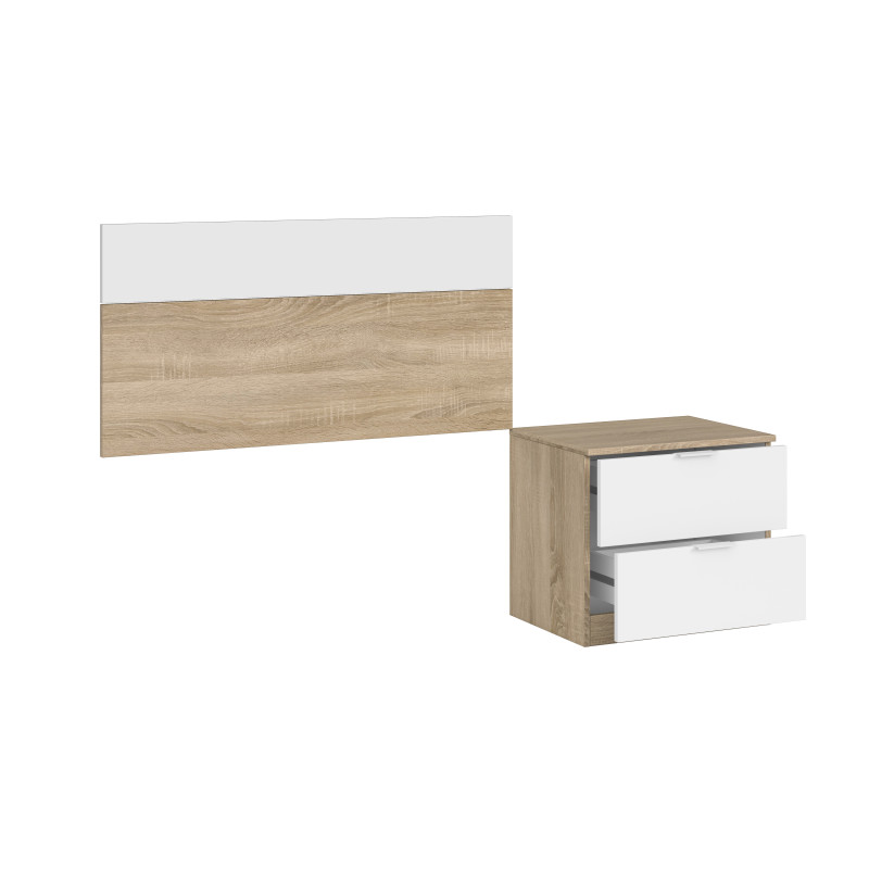 Cabezal 100 +mesita con 2 cajones barato AGUADULCE Blanco Artik 45 cm