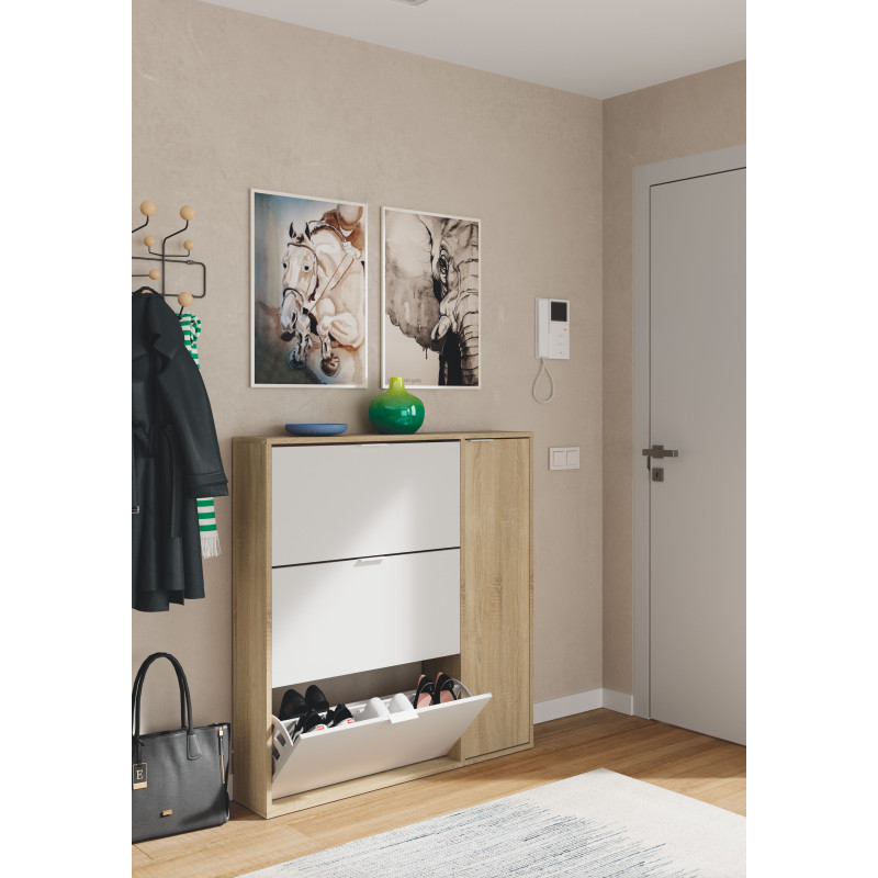 Zapatero 4 puertas (30 pares) barato CASTELL Blanco Artik 106 cm