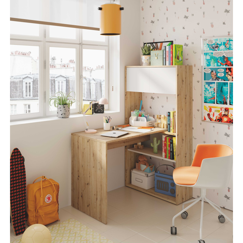 Mesa escritorio-estanteria  (vertical-horizontal) barata Duo Blanco Artik 108 cm