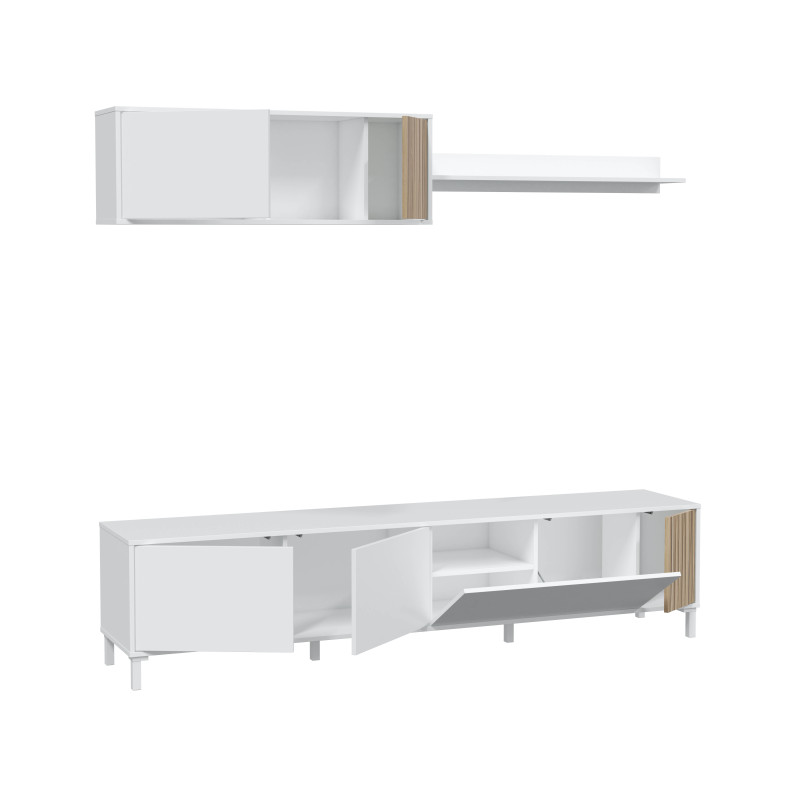 Salón mueble TV barato ALMUNECAR Blanco Artik 200 cm