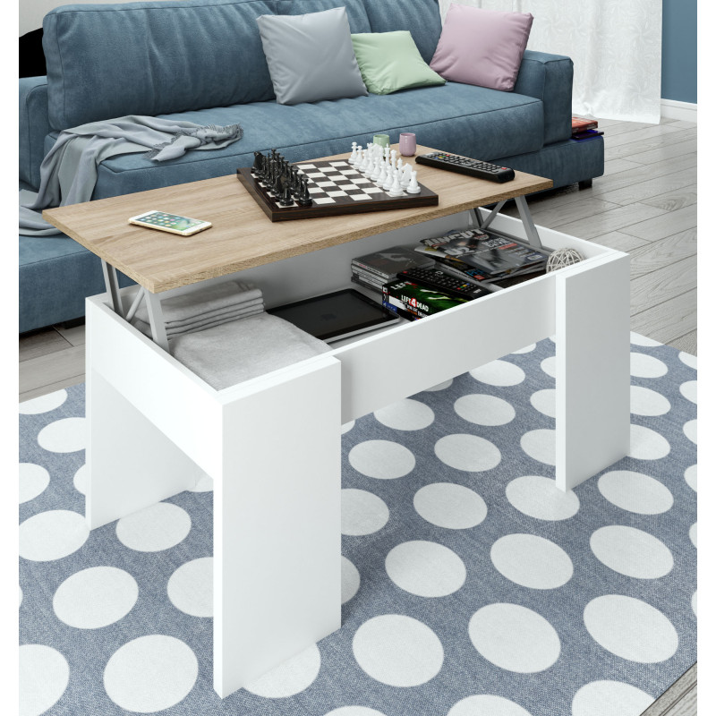 Mesa centro elevable barata CABOPINO Blanco Artik 100 cm