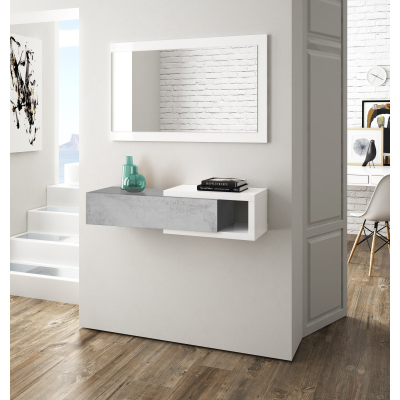 Recibidor 1c + espejo barato BOLONIA Blanco Artik 50 cm
