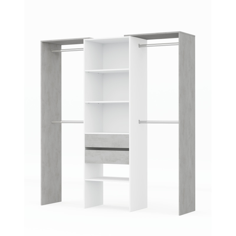 Armario-Vestidor con estantería 2,02x60cm + 4 barras barato ORDENA Blanco Artik 179 cm