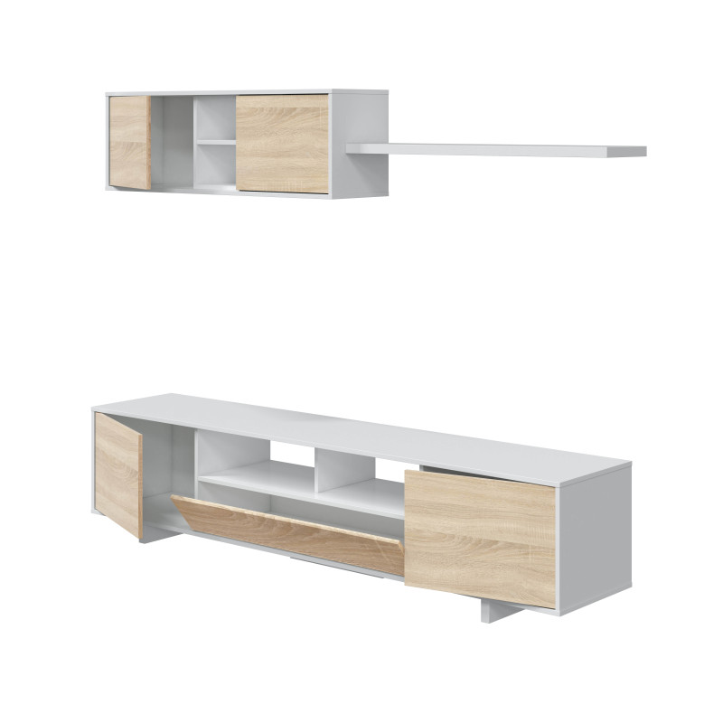 Salón TV barato TREVELEZ Blanco Brillo 200 cm
