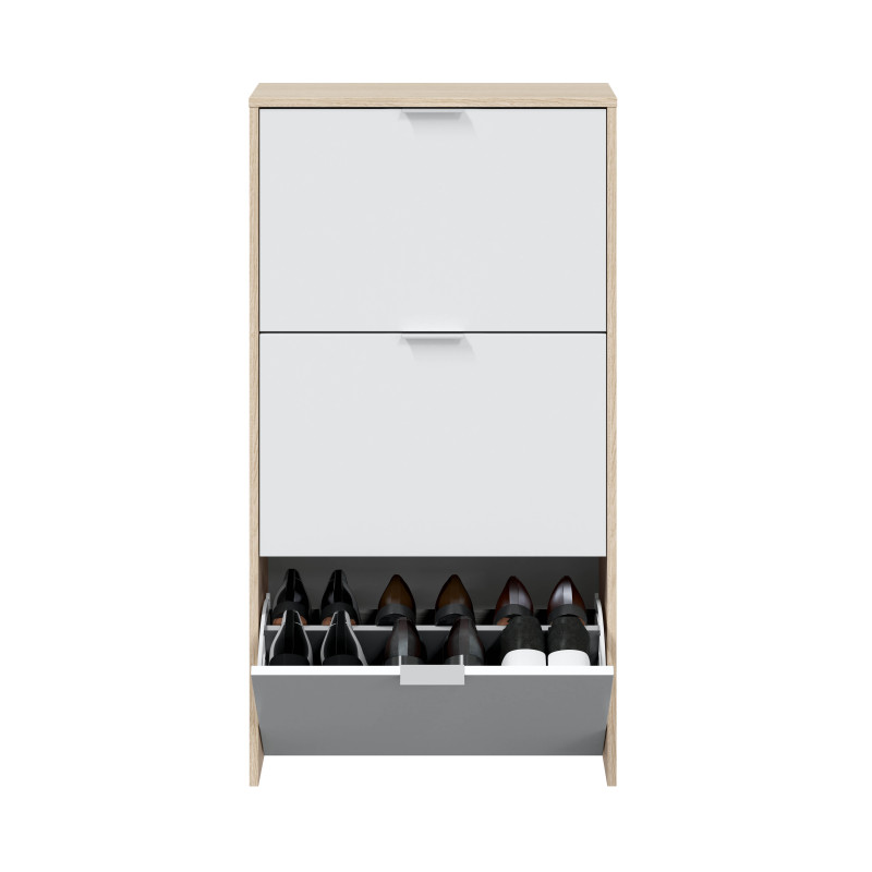 Zapatero 3 puertas (18 pares) barato CAPRICHO Blanco Brillo 60 cm