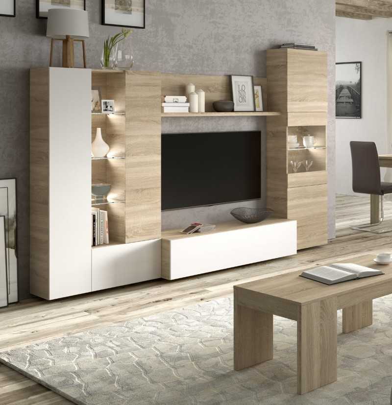 Composicion salon MARINA roble canadian blanco brillo
