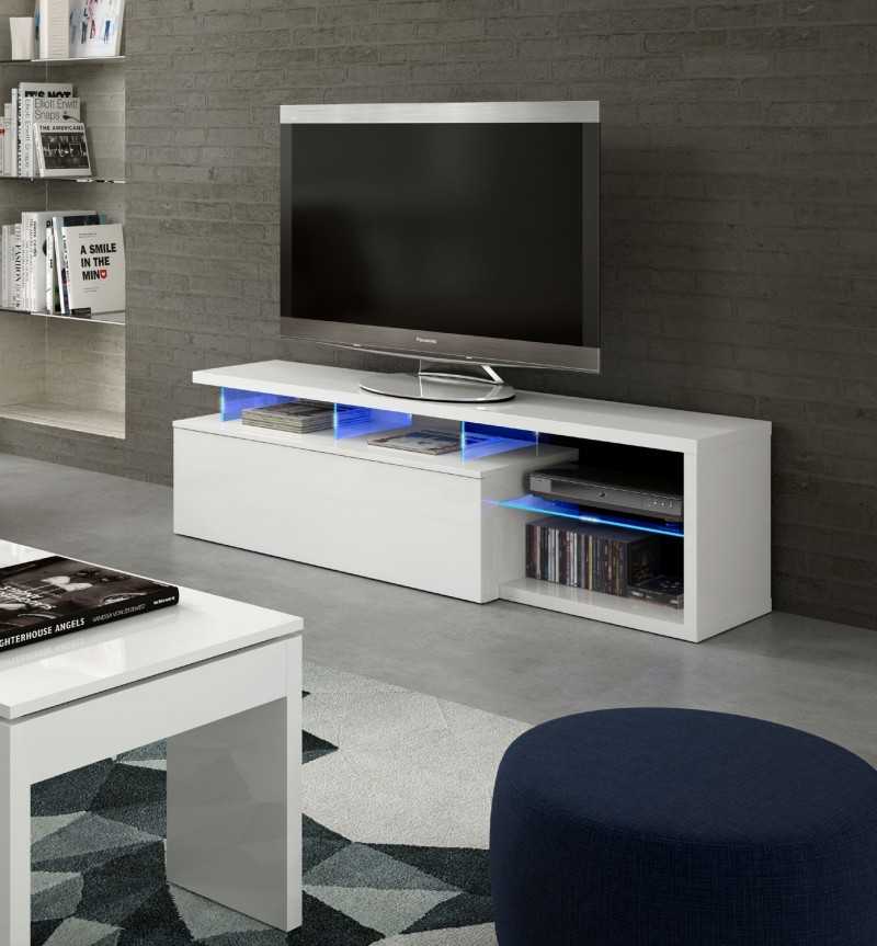 Mesa tv modelo led tech en blanco brillo