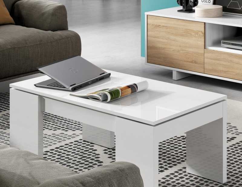 Mesa de centro modelo CABOPINO, blanco brillo